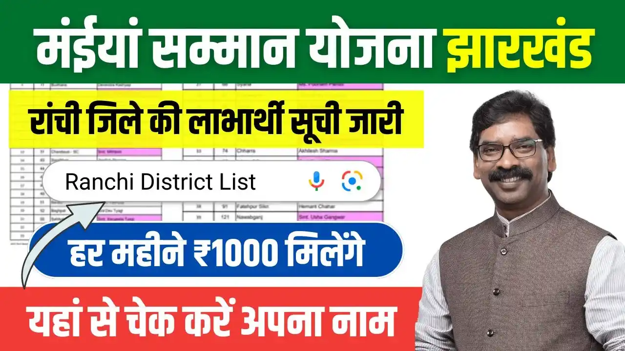 Maiya Samman Yojana Beneficiary List Ranchi District PDF Download