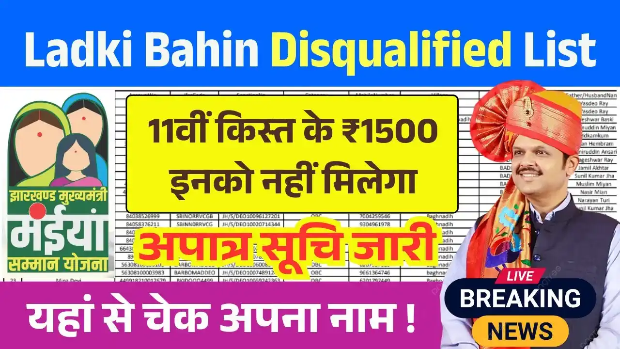 Ladki Bahin Yojana 11th Kist Disqualified List