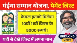 Maiya Samman Yojana 10th 11th Installment Payment List